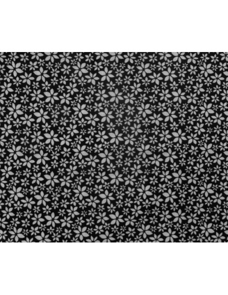 Tissu coton à petite fleur blanche sur fond noir - vendu au mètre