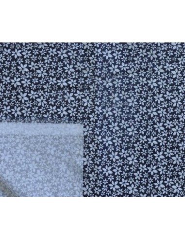 Tissu coton à fleur sur fond bleu marine pour masque
