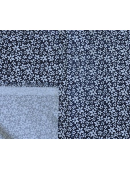 Tissu coton à fleur sur fond bleu marine pour masque
