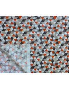 Tissu coton triangle marron, orange, gris, blanc et beige en 160cm de laize 2