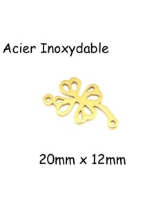 Perle connecteur fleur doré en acier inoxydable