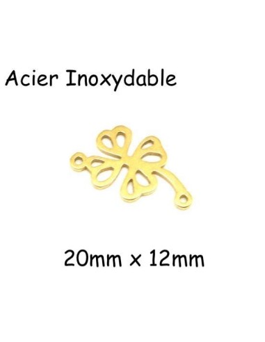Perle connecteur fleur doré en acier inoxydable
