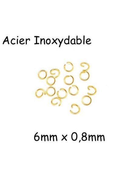 anneau de jonction doré 6mm en acier inox