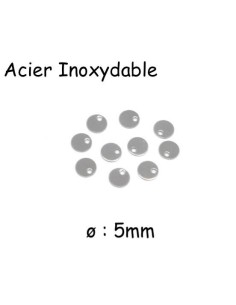 mini breloques sequin, pastille en acier inoxydable 5mm