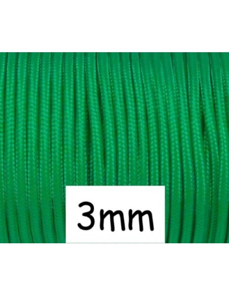 paracorde 3mm vert vif cordon nylon tressé uni