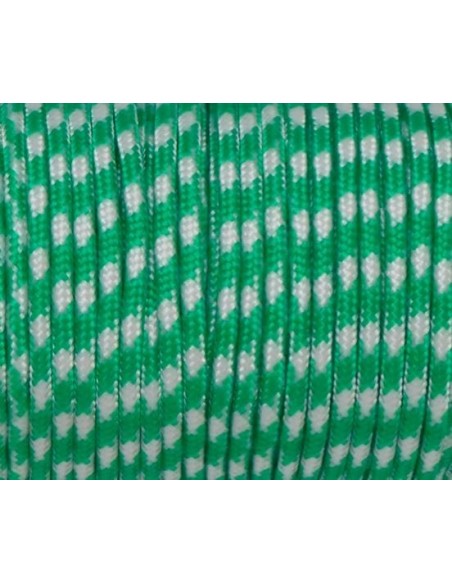 cordon nylon tressé 3mm bicolore vert et blanc paracorde