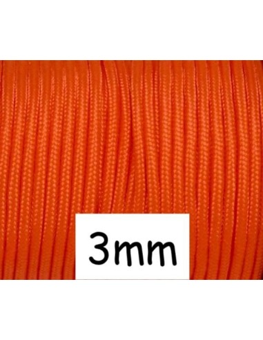 Paracorde 3mm orange vif cordon nylon tressé uni