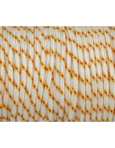 paracorde 3mm tricolore blanc, jaune et orange pour porte clé