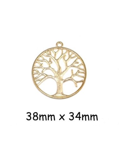 Grand pendentif arbre de vie en métal doré pour porte clé