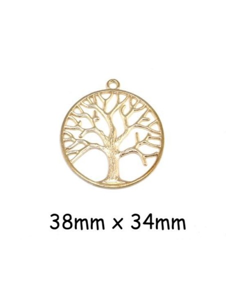 Grand pendentif arbre de vie en métal doré pour porte clé