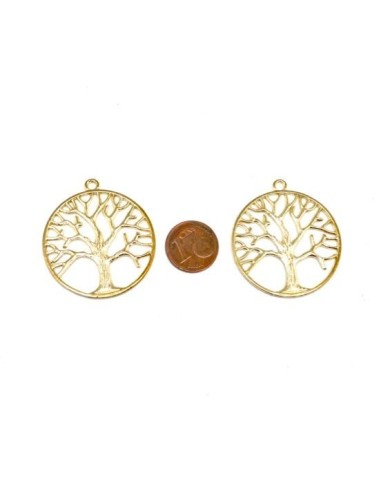 Pendentif arbre de vie doré en métal pour création DIY