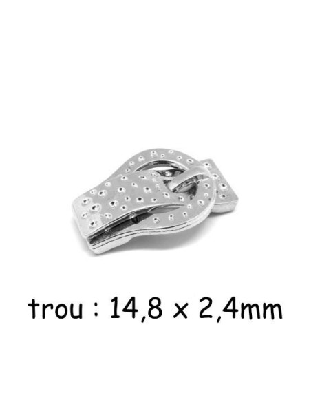 Fermoir magnétique ceinture pour cuir de 14mm métal argenté