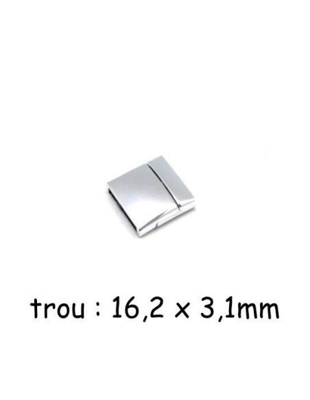 Fermoir aimanté argenté pour cuir de 16mm