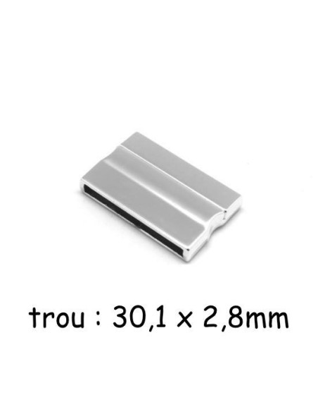 Fermoir aimanté pour bracelet manchette de 3cm argenté