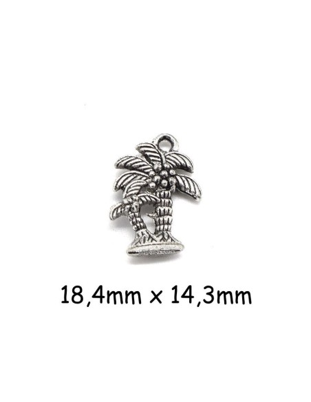 Breloque palmier en métal argenté 18,4mm x 14,3mm