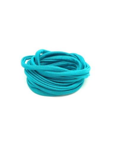 Cordon lycra élastique 5mm style spaghetti bleu vert turquoise pour masque
