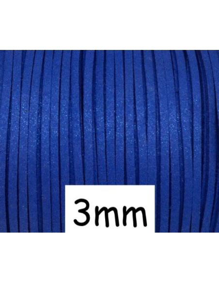 Cordon daim synthétique, suédine bleu nuit pailleté 3mm