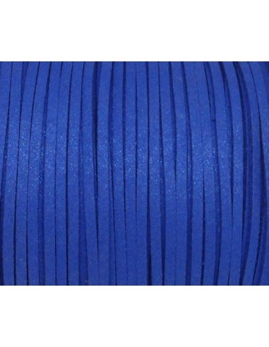 Lanière suédine 3mm bleu nuit pailleté