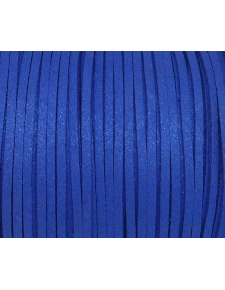 Lanière suédine 3mm bleu nuit pailleté