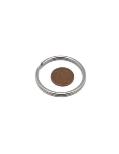 Grand Anneau porte clé argenté en acier inox 35mm