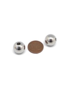 Perle ronde 12mm en acier inoxydable argenté 2