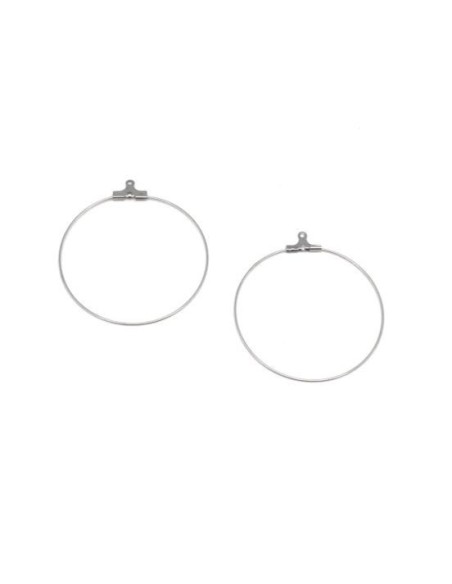 Support bo créoles 40mm argenté en acier inoxydable