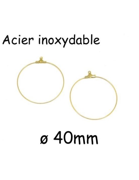Supports boucles d'oreilles créoles 40mm doré en acier inoxydable
