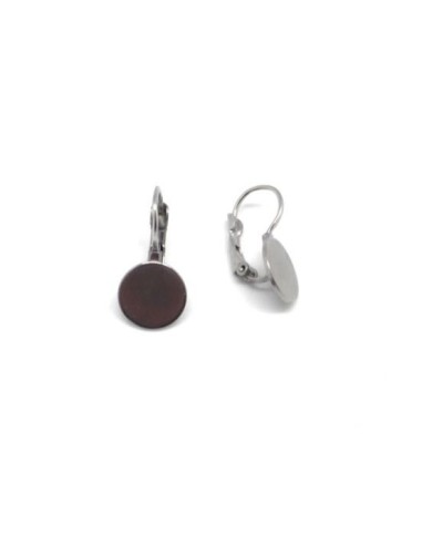 Support BO avec plateau de 10mm acier inox argenté pour cabochon
