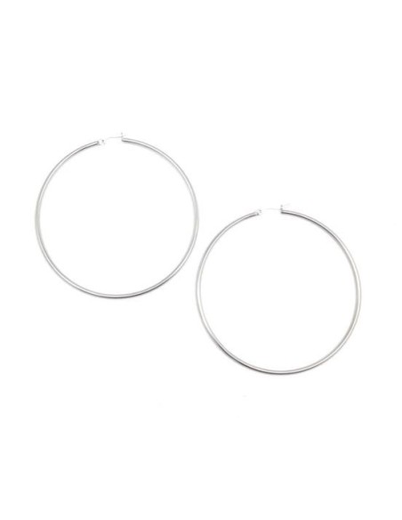 Boucle d'oreilles créole argenté en acier inoxydable 75mm - BO XXL