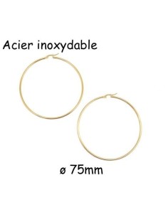 grande créole doré en acier inoxydable 75mm - BO surdimensionnée