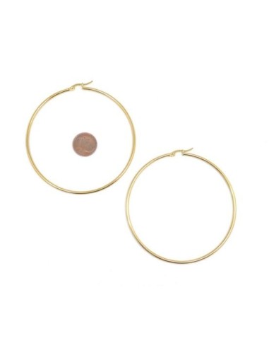 grande créole couleur or en acier inoxydable 75mm - BO XXL