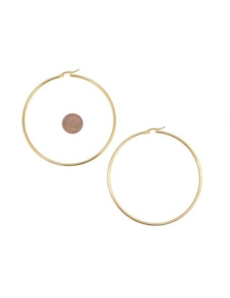 grande créole couleur or en acier inoxydable 75mm - BO XXL