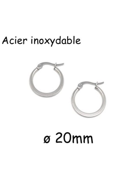 créole plate argenté en acier inoxydable 20mm