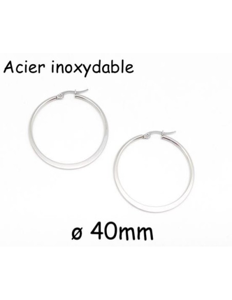 créole plate argenté 40mm en acier inoxydable