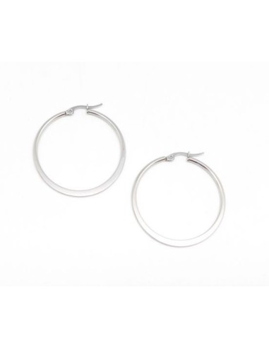 créole ronde plate argenté 40mm en acier inoxydable