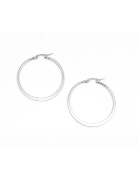 créole ronde plate argenté 40mm en acier inoxydable