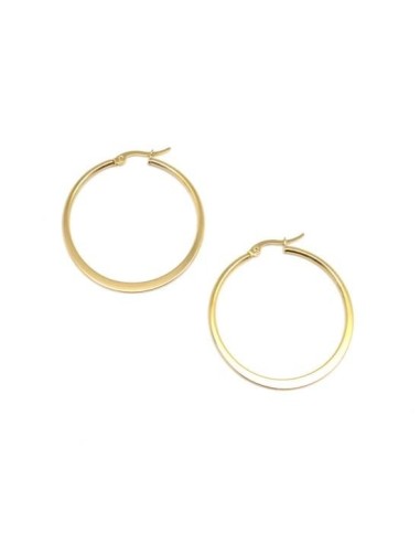 créole plate ronde couleur or 40mm en acier inoxydable, couleur or