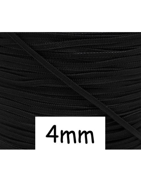 Elastique plat noir 4mm souple - tresse élastique 4mm - ruban élastique noir pour masque