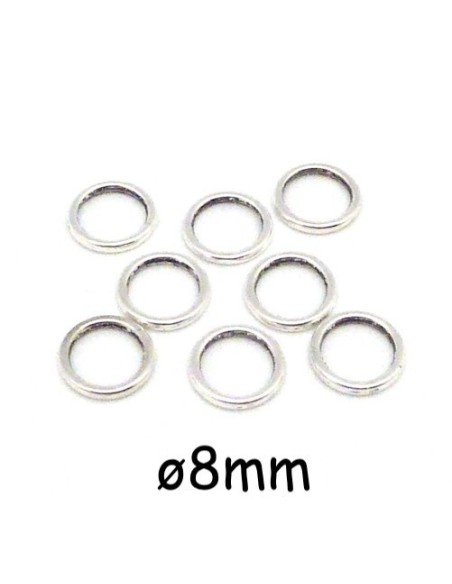 Anneaux fermés 8mm en métal argenté