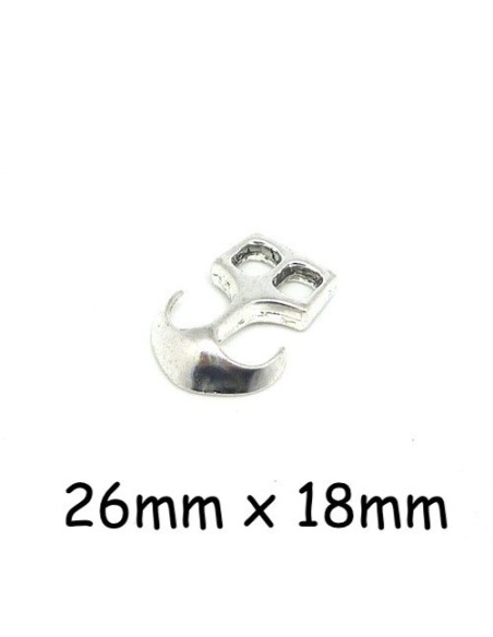 Fermoir crochet ancre en métal argenté
