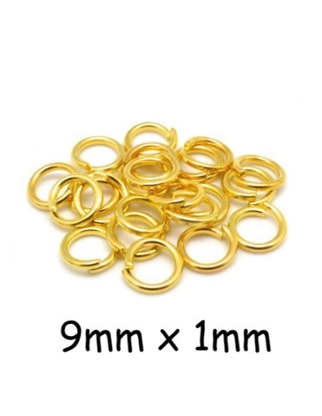 Anneaux de jonction 9mm x 1mm épais doré en métal