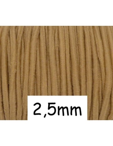 élastique rond 2,5mm marron camel clair pour couture