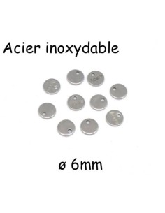 mini breloques sequin argenté en acier inoxydable 6mm noté acero