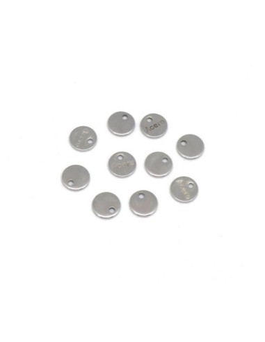 petit médaillon sequin argenté en acier inoxydable 6mm noté acero