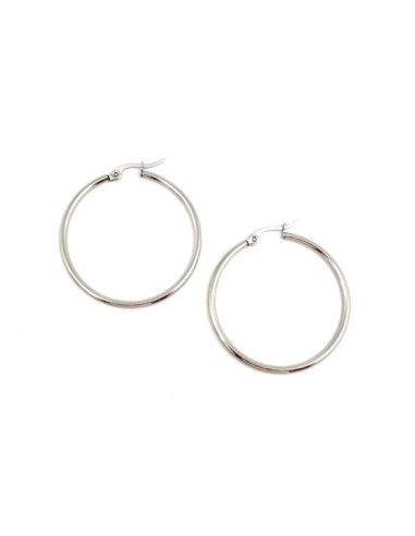 BO créole argenté ronde en acier inoxydable 40mm