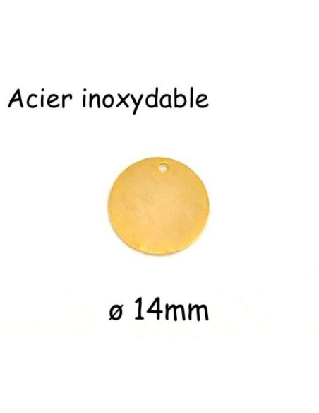 Sequin doré en acier inoxydable 14mm