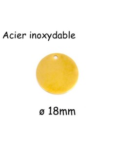 breloques sequin doré en acier inoxydable 18mm, pastille doré