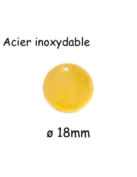 breloques sequin doré en acier inoxydable 18mm, pastille doré