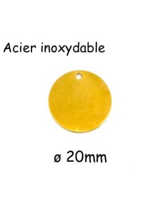 pendentif rond doré, sequin, pastille, médaille en acier inoxydable 20mm