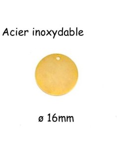 pendentif sequin doré 16mm en acier inoxydable, médaillon à personnaliser